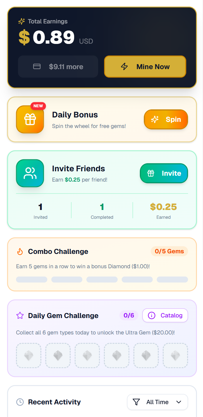 EarnStone App Dashboard